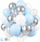Blue White Silver Confetti Balloons 50pcs 12in Latex Party Decor